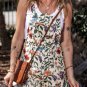 Beige Floral Print Bib Open Back Romper