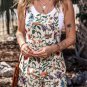 Beige Floral Print Bib Open Back Romper