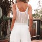White Lace Spaghetti Strap V Neck Loose Fit Romper