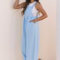 Beau Blue Checkered Pocketed High Waist Wide Leg Overall