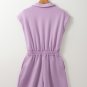 Orchid Bouquet Short Sleeve Zipper Collared Elastic High Waist Romper