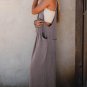 Philippine Gray Corded Adjustable Straps Wide Leg Loose Overall