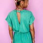 Sea Green Mineral Wash Drawstring Waist Short Sleeve Romper