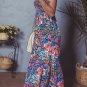 Pink Floral Smocked Bust Spaghetti Straps Wide Leg Jumpsuit