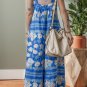 Blue Floral Print Wide Leg Sleeveless Jumpsuit