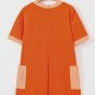 Russet Orange Two-tone Short Sleeve Patched Pocket Loose Romper