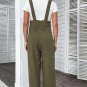 Jungle Green Solid Color Buttoned Straight Leg Overall