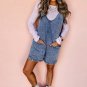 Dusk Blue Sleeveless U Neck Patched Pocket Denim Romper