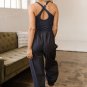 Carbon Grey Back Crossed Straps Hollow Out Jogger Jumpsuit