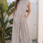 Khaki Checkered Print Buttoned Crew Neck Wide Leg Jumpsuit