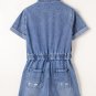 Dusk Blue Chest Pocket Front Buttoned Folded Edge Short Sleeve Romper