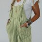 Green Gingham Wide Leg Loose Overall with Pockets
