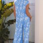 Myosotis Floral Print Half Button Wide Leg Relaxed Sleeveless Jumpsuit