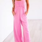 Bonbon Mineral Wash Raw Seam Patchwork Wide Leg Loose Jumpsuit