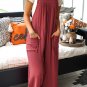 Red Clay Knotted Back Strap Cotton Bib Jumpsuit