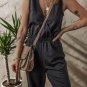 Black Wrap V Neck Sleeveless High Waist Jumpsuit
