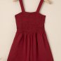 Burgundy Casual Pocketed Smocked Sleeveless Romper