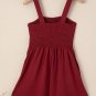 Burgundy Casual Pocketed Smocked Sleeveless Romper