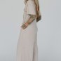 Beige Half Placket Chest Pockets Short Sleeve Wide Leg Jumpsuit