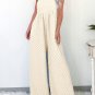 Beige Checkered Pocketed High Waist Wide Leg Overall