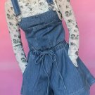 Sky Blue Buckle Straps Bib Style Tied Backless Flared Denim Overall