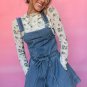Sky Blue Buckle Straps Bib Style Tied Backless Flared Denim Overall