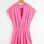 Bonbon Mineral Wash Drawstring Waist Hollow Out Back Short Sleeve Romper