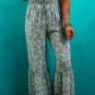 Green Bohemian Floral Ruffle Bottom Spaghetti Strap Jumpsuit