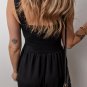 Black Smocked Bust Textured Knit Sleeveless Romper