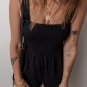 Black Smocked Bust Textured Knit Sleeveless Romper