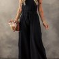 Black Drawstring Wide Leg Cargo Pockets Sleeveless Jumpsuit