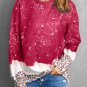 Red Leopard Bleached Pullover Sweatshirt