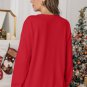 Red Plain Crew Neck Pullover Sweatshirt