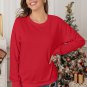 Red Plain Crew Neck Pullover Sweatshirt