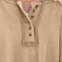 Khaki Casual Button Solid Patchwork Trim Hoodie