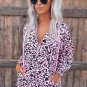 Leopard Print Zipper Kangaroo Pocket Pullover Hoodie