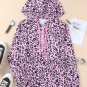 Leopard Print Zipper Kangaroo Pocket Pullover Hoodie