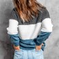 Gray Oversized Colorblock Plush Sweatshirt