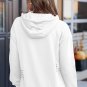 White Solid Ripped Hooded Sweatshirt with Kangaroo Pocket