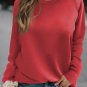 Red Solid Round Neck Raglan Sleeve Sweatshirt