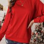 Red Solid Round Neck Raglan Sleeve Sweatshirt