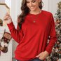 Red Solid Round Neck Raglan Sleeve Sweatshirt