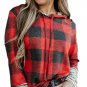 Red Christmas Plaid Striped Patchwork Drawstring Hoodie