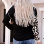 Black Leopard Patchwork Buttoned Hooded Sweatshirt