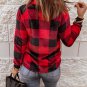 Red Long Sleeve Plaid Paneled Sweatshirt