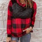 Red Long Sleeve Plaid Paneled Sweatshirt