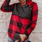 Red Long Sleeve Plaid Paneled Sweatshirt