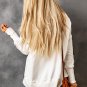 White Batwing Sleeve Pocketed Henley Hoodie