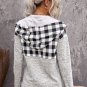 Black Plaid Splicing Pocketed Hoodie