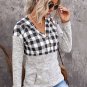 Black Plaid Splicing Pocketed Hoodie